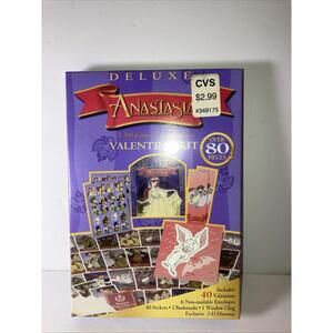 VTG 1997 ANASTASIA Deluxe Valentine Kit 40 Valentines Stickers 3D Decor More NEW